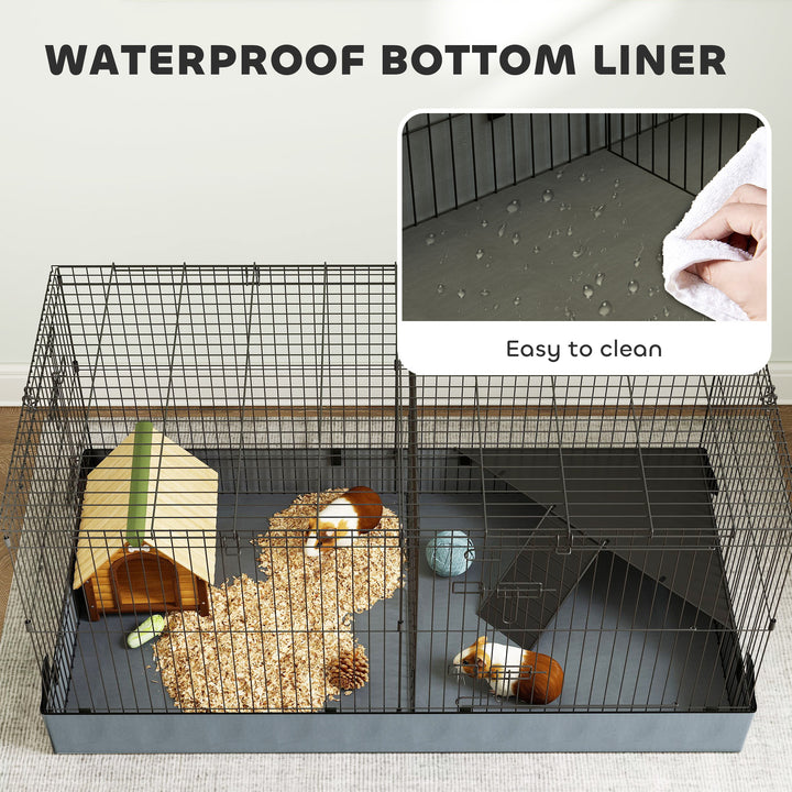 2 in 1 Guinea Pig Cage, Rabbit Cage Pet Playpen with 2 Separate Area, Waterproof Oxford Fabric Floor for Hedgehogs