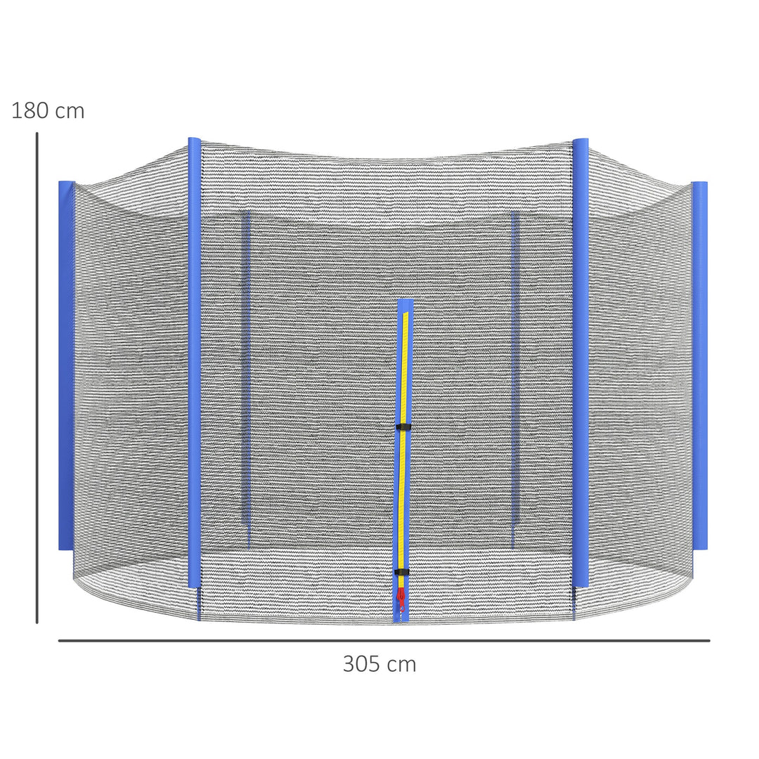 SPORTNOW 10ft Trampoline Net Replacement with 6 Plastic Pole Covers, Weather-Resistant Trampoline Netting Replacement with Zipped Entrance, Poles Not Included, Blue