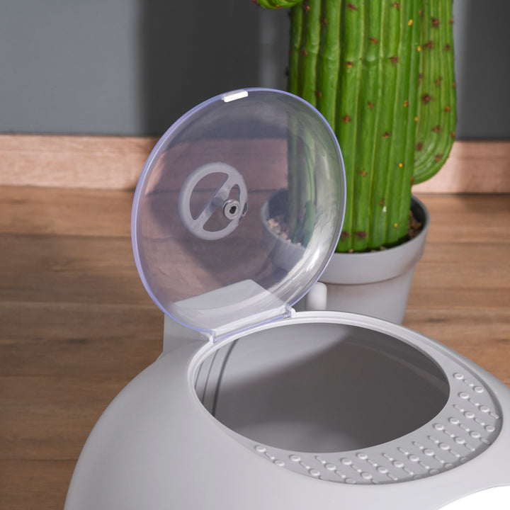Cat Litter Box Toilet with Litter Scoop Enclosed Drawer, Front Entry Top Exit, Easy To Clean Grey