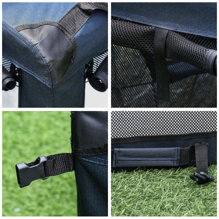 Foldable Pet Carrier for Small and Miniature Dogs, Portable Cat Carrier Soft Side Pet Travel Crate with Removable Mat, Storage Bags, Breathable Mesh 70 x 51 x 50cm - Dark Blue