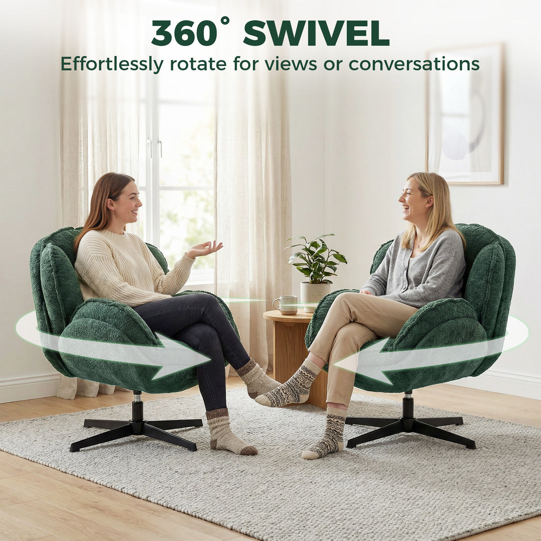 Modern Wingback Accent Chair, Velvet Armchair with Four-Star Base, S-S