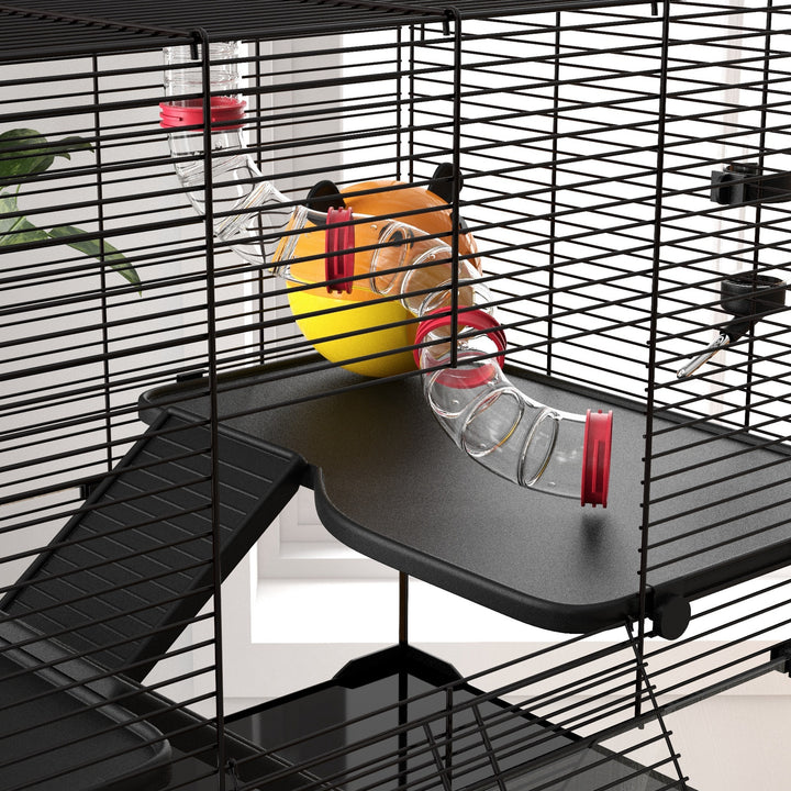 Gerbil Cage, Dwarf Hamster Cage, with Deep Glass Bottom, Tunnels, Ramps, Hut, Exercise Wheel, 78.5 x 48.5 x 57cm