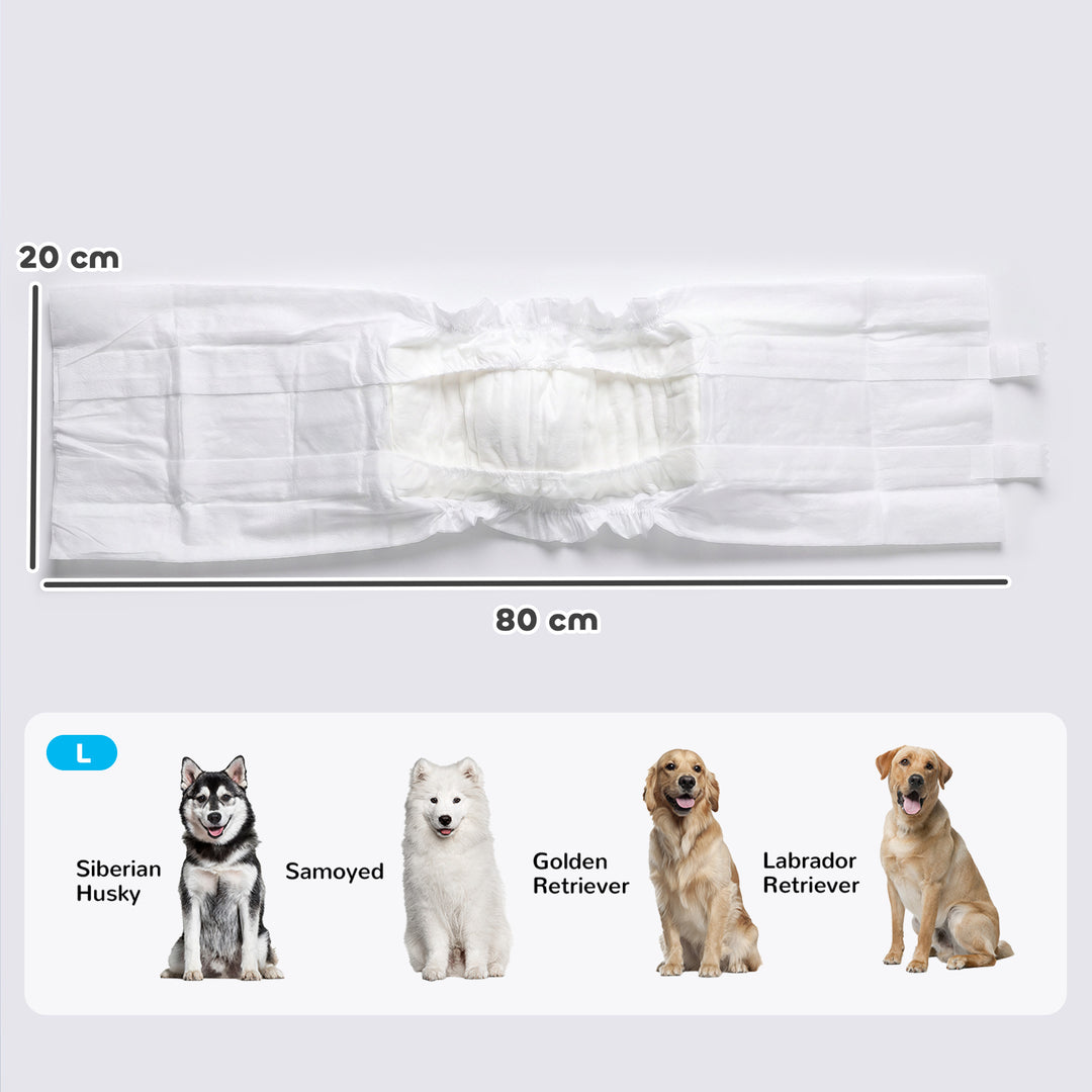 Dog Diapers Super Absorbent Leak-Proof Dog Nappies for Male Dogs Size 