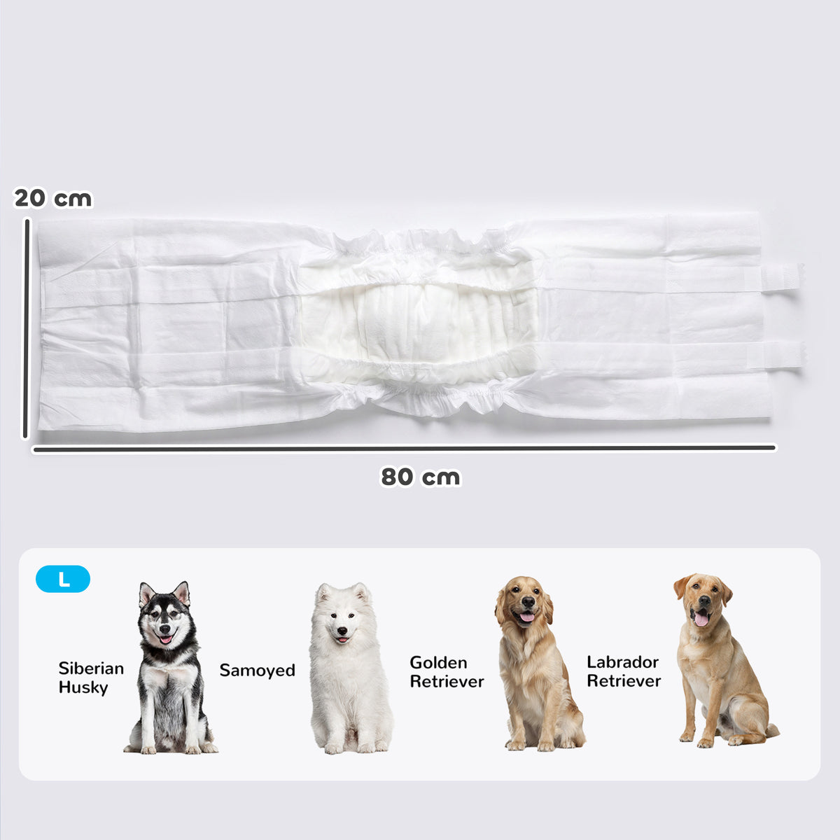 Dog Diapers Super Absorbent Leak-Proof Dog Nappies for Male Dogs Size 