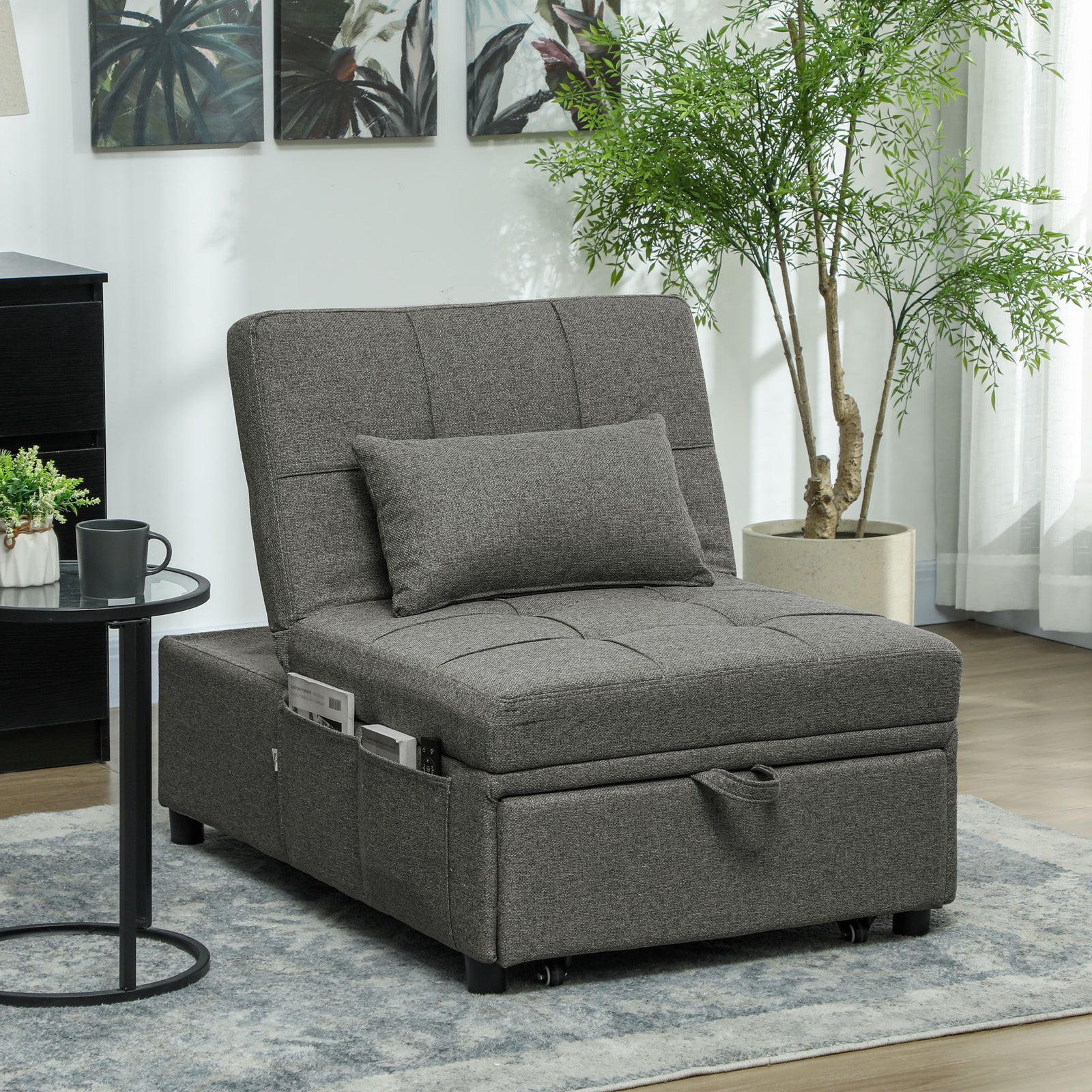 Four-In-One Single Sleeper Chair - Dark Grey