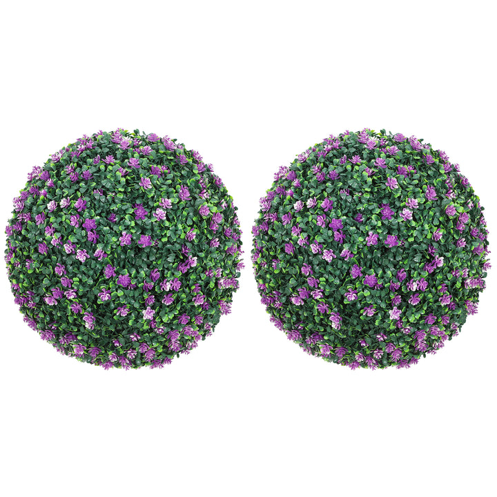 Set of Two Artificial Boxwood Balls Plants - Purple