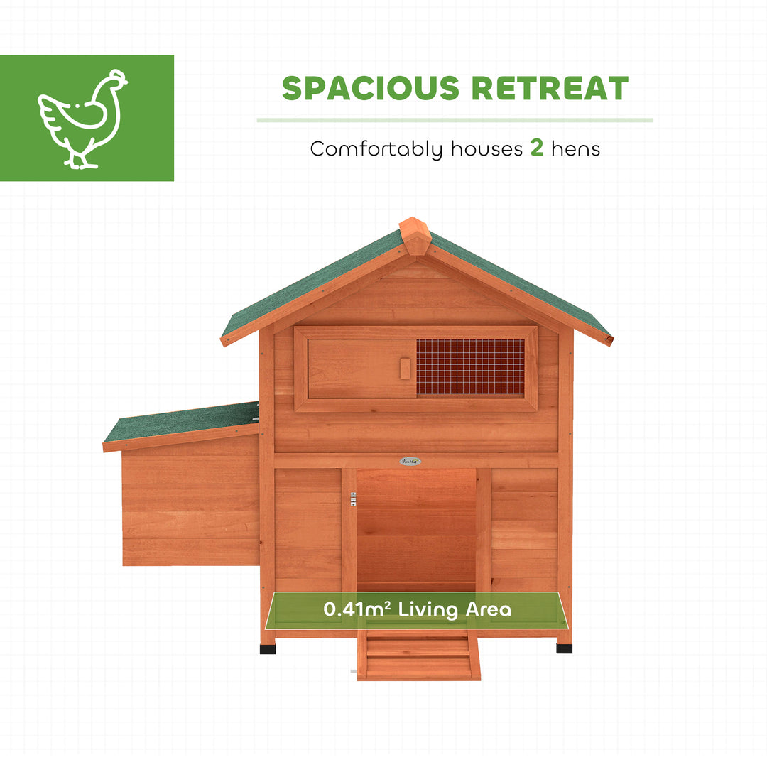 Chicken Coop, Wooden Hen House with Nesting Box, Pull-Out Tray, Slidin
