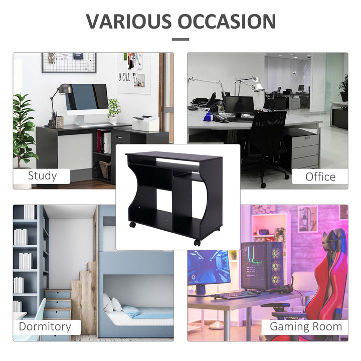 MCL Multi-Storage Compact Work Desk, with Wheels - Black