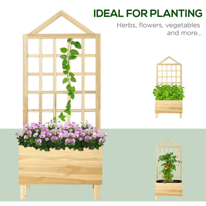 Garden Planters with Trellis for Vine Climbing, Distressed Wooden Rais