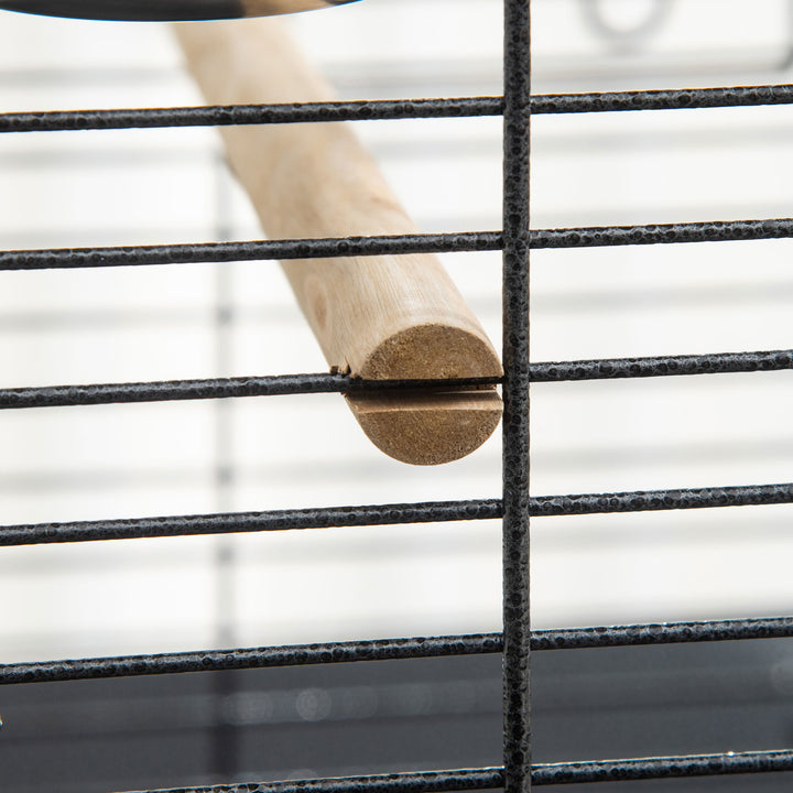 156cm Bird Cage,Large Parrot Cage with Open Play Top, Perch, Seed Guard, Wheels, Storage Shelf, Dark