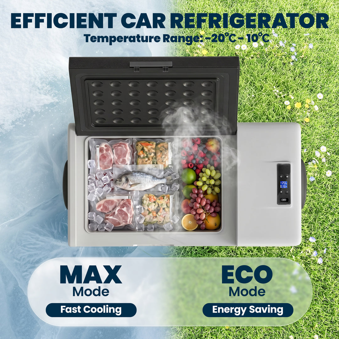 16L Portable Car Fridge, -20℃ to 10℃ Adjustable Temperature - Black/Gr