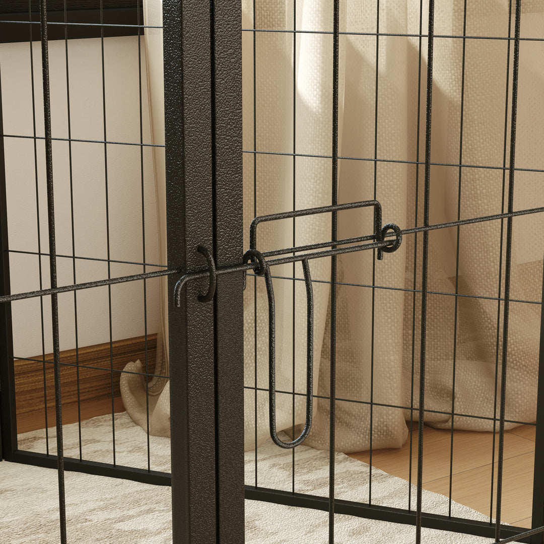 6 Panels Dog Playpen, Portable Detachable Puppy Pen with Door, for Large Dogs, 100cm High, Grey