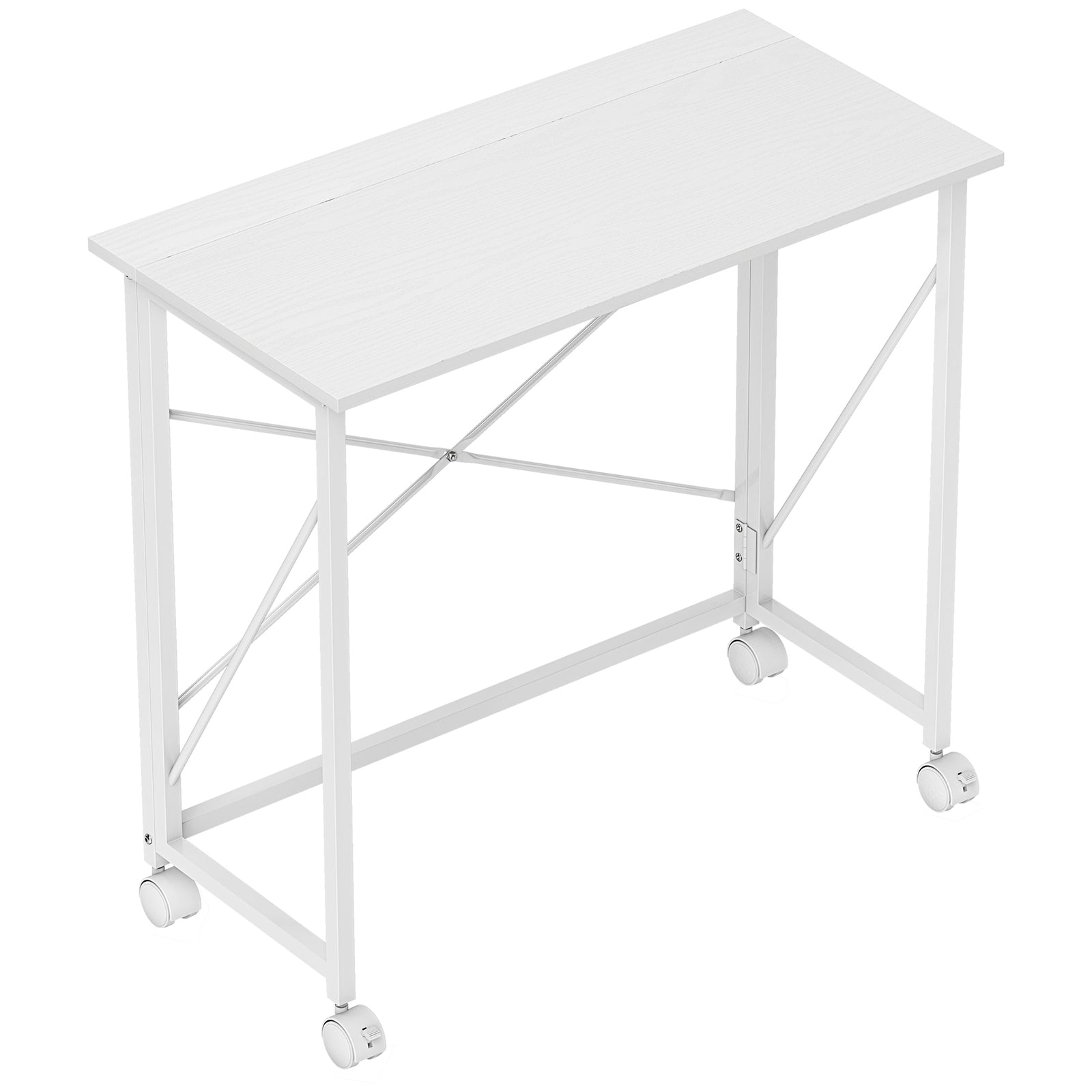 80 cm Folding Desk on Wheels - White