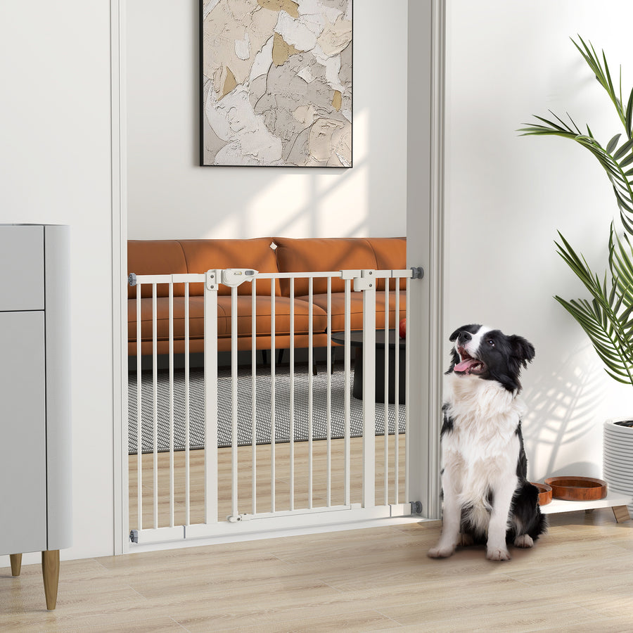 Adjustable Safety Gate w/ Two Extensions, Four Adjustable Screws, White