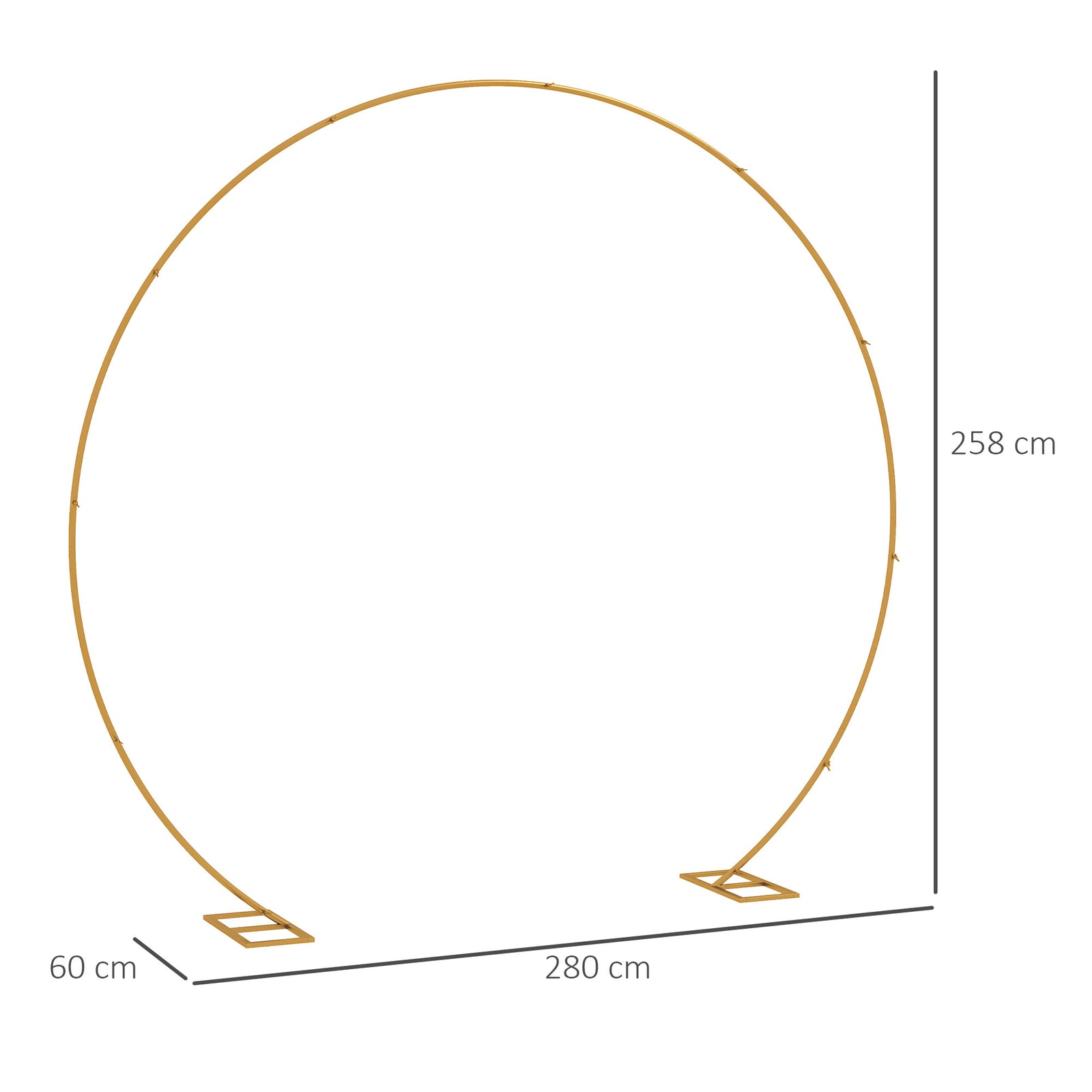 280cm Gold Backdrop Stand, Round Metal Wedding Arch for Birthday Party