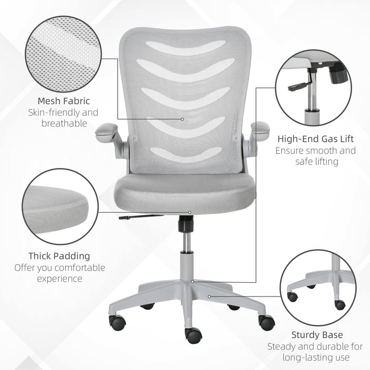 Vinsetto Mesh Office Chair for Home Swivel Task Desk Chair with Lumbar Back Support, Flip