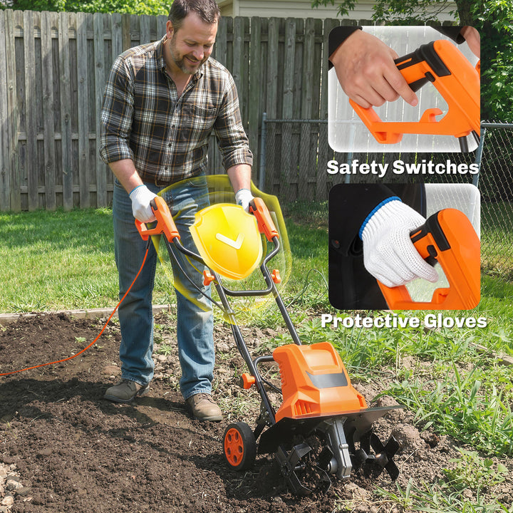 1500W Electric Garden Tiller w/Foldable Handle, 40cm Working Width, 20