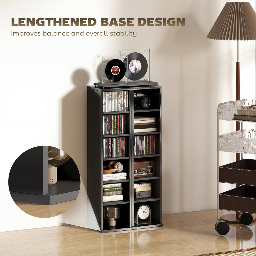 Set of 2 CD Media Display Shelf Unit Tower Rack with Adjustable Shelve