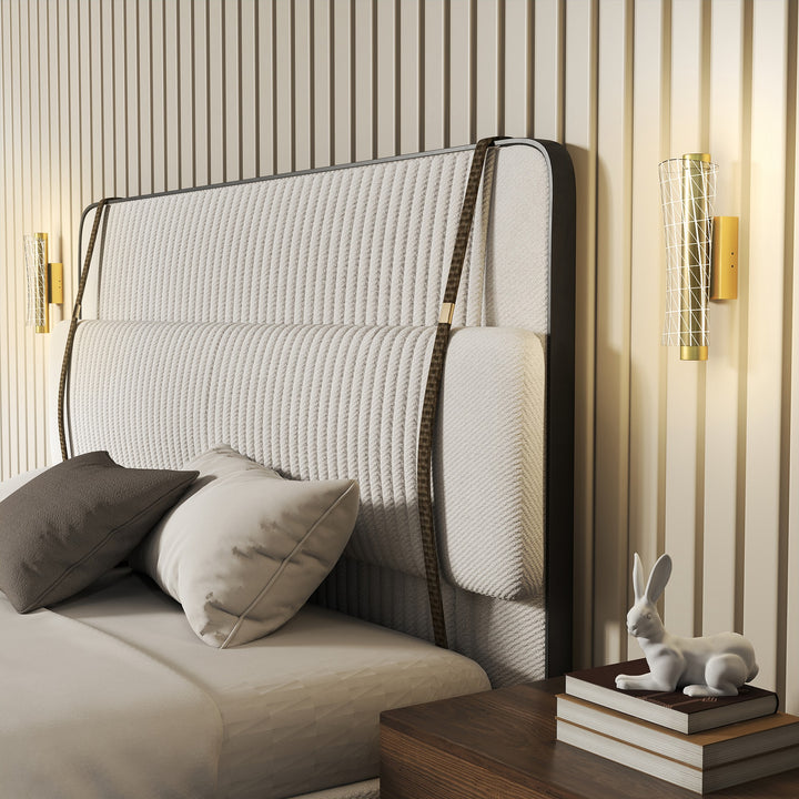 Led Wall Lamp 2 Pack, 9W Modern Indoor Geometric Mesh Wall Light, Colour Temperature Adjustable 3000K/4000K/6500K for Bedroom, Living Room, Hallway, Stairs, Gold Tone