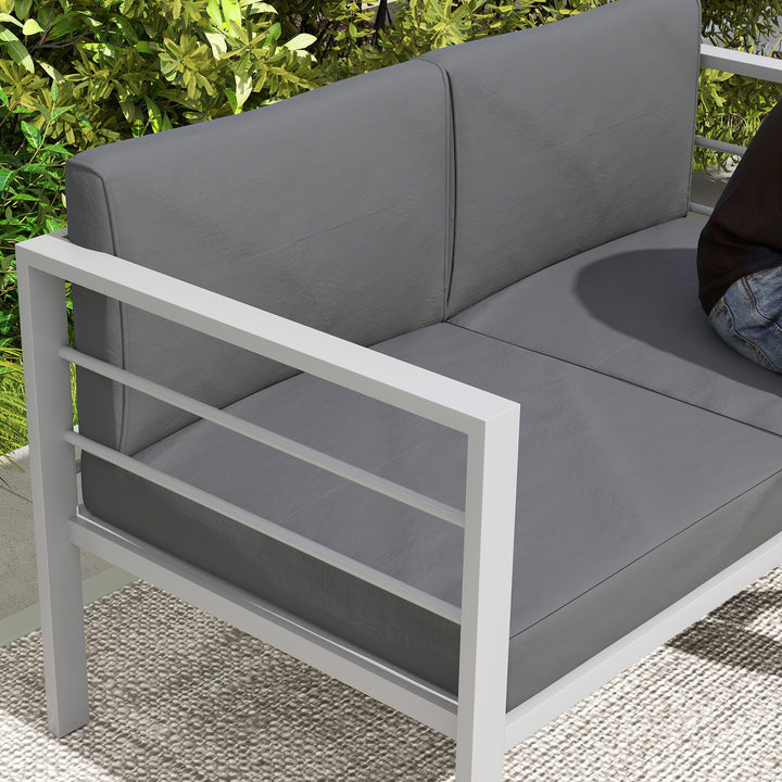 Two-Seater Aluminium Garden Sofa - Grey