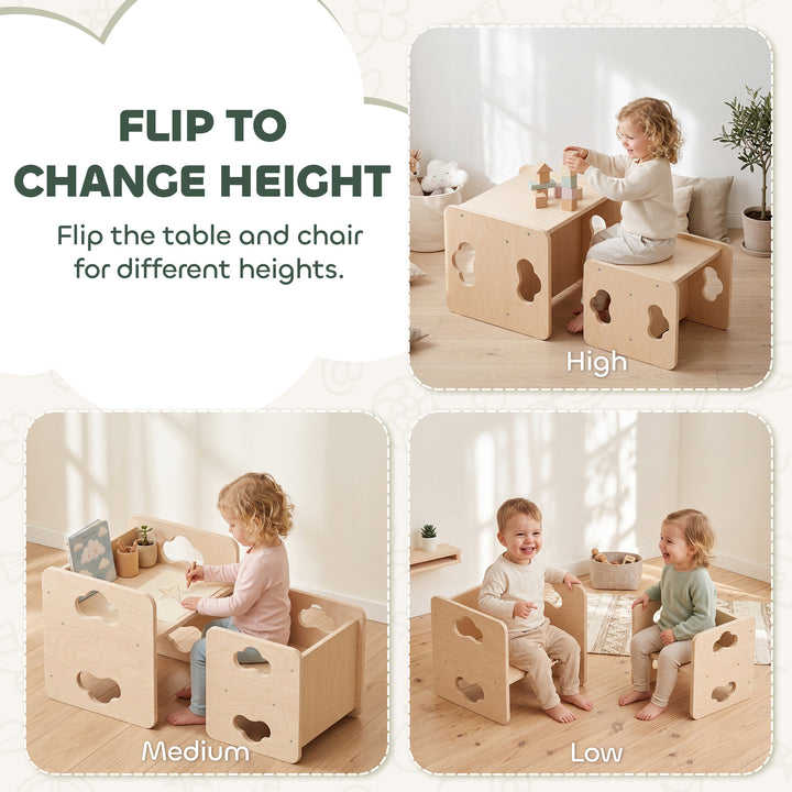 Montessori Inspired Toddler Table and Chair Set with 3-Level Heights - view 4