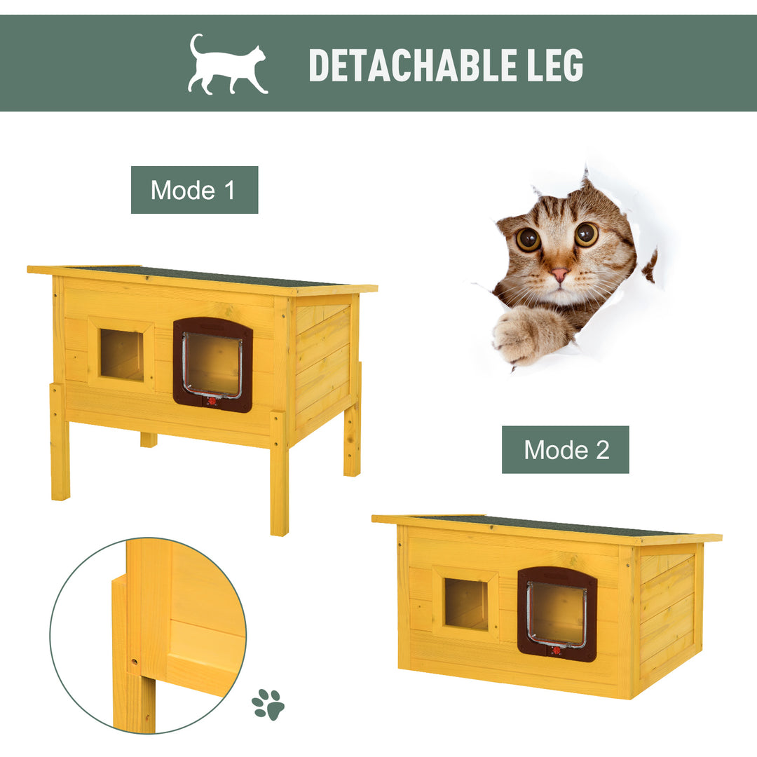Garden Wooden Cat House Hide Cage Outdoor Pet Play Home Waterproof Roof Kitty Shelter Kennel w/ith Door & Window