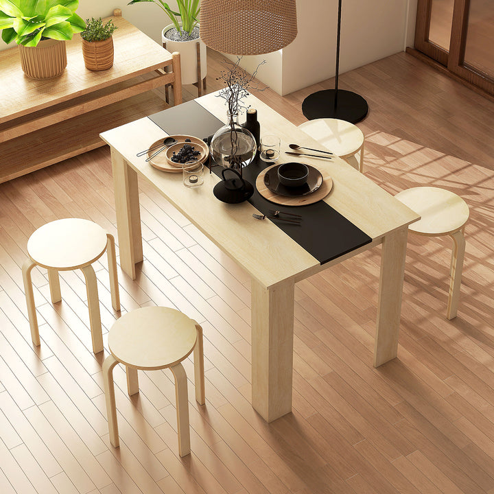 Stackable Stools Set of 4, Modern Stacking Chairs, Round Backless Stools for Kitchen, Dining Room, Office, Outdoors, Nature Wood Finish
