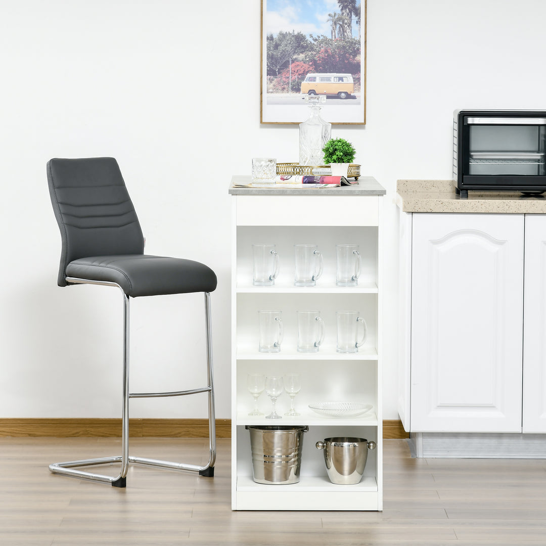Bar Table, Dining Table with 4-Tier Storage Shelf for Breakfast Bar, Kitchen, Dining Room, Living Room, Grey