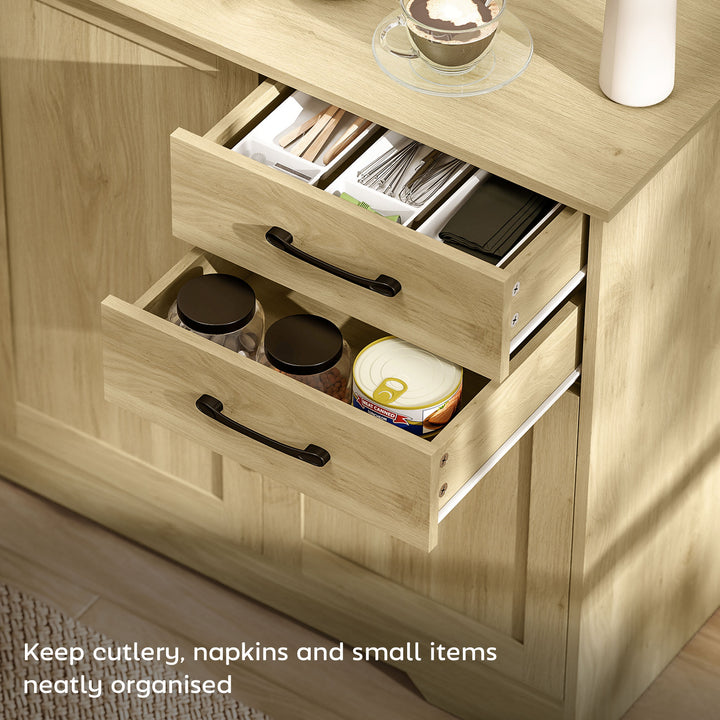 Sideboard with 2 Drawers Modern Storage Cabinet, Kitchen Cupboard with