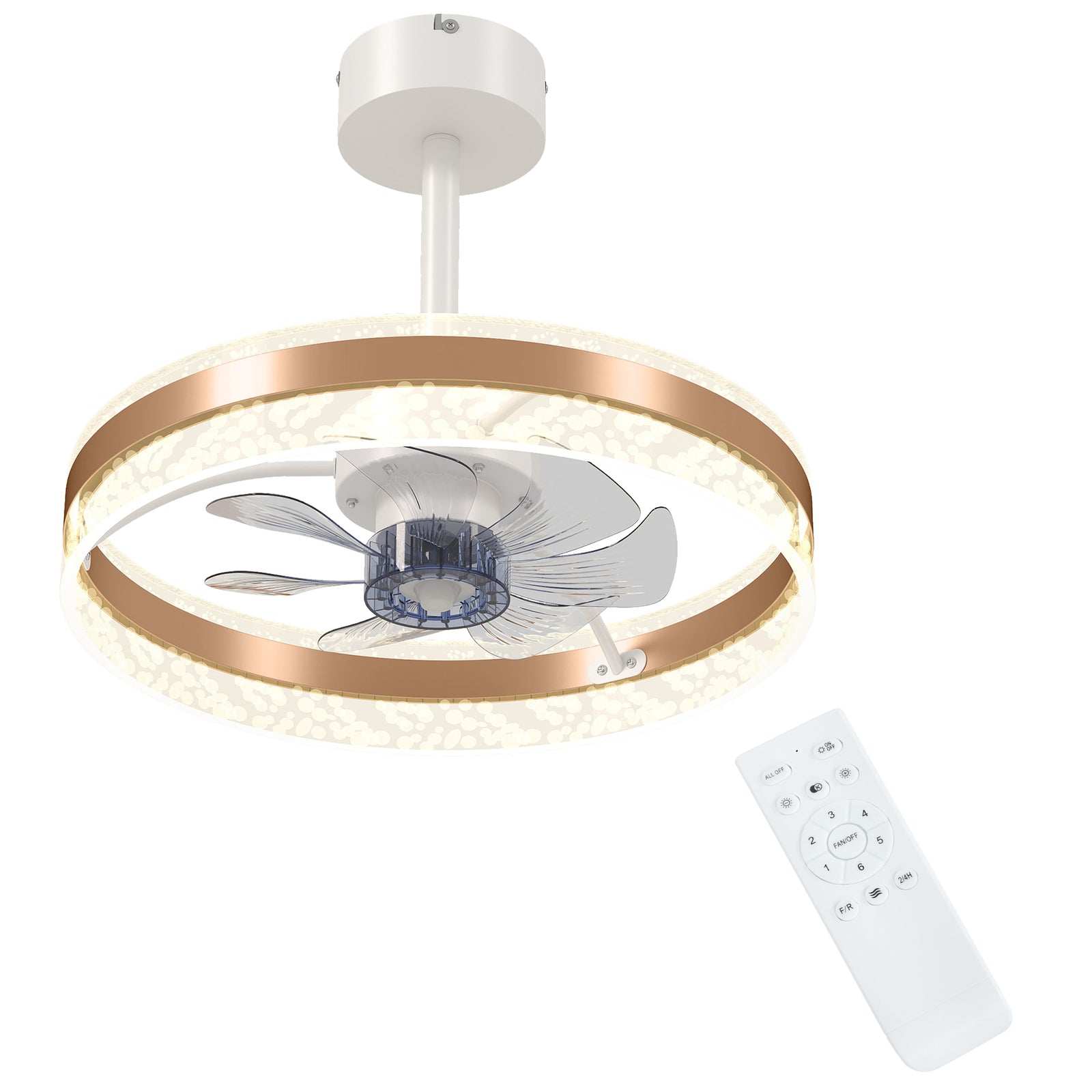 Ceiling Fan with LED Light and Remote - Gold Tone