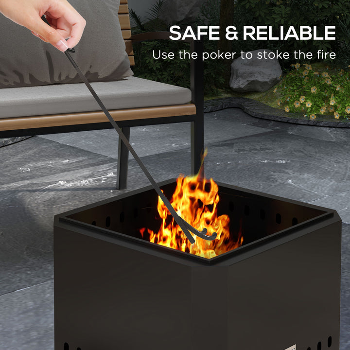Smokeless Fire Pit, 48 cm Portable Wood Burning Firepit, Square Metal 