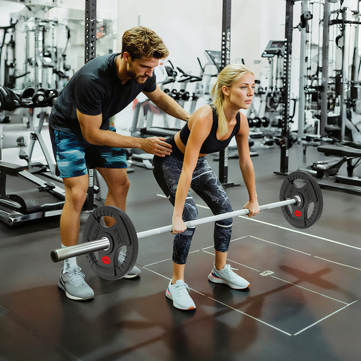 MCL Olympic Weight Plates, 2"/5cm Weight Disc Pair with Tri-Grips, 2 x 10kg Dumbbell Plates for Weightlifting and Strength Training Home Gym Fitness Workout, Black