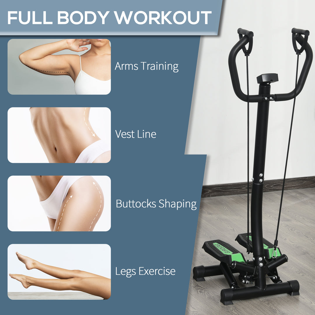 Twister Stepper, Step Machine w/ Resistance Bands, LCD Display and Handlebar, Steppers for Exercise Workout Home Gym Office