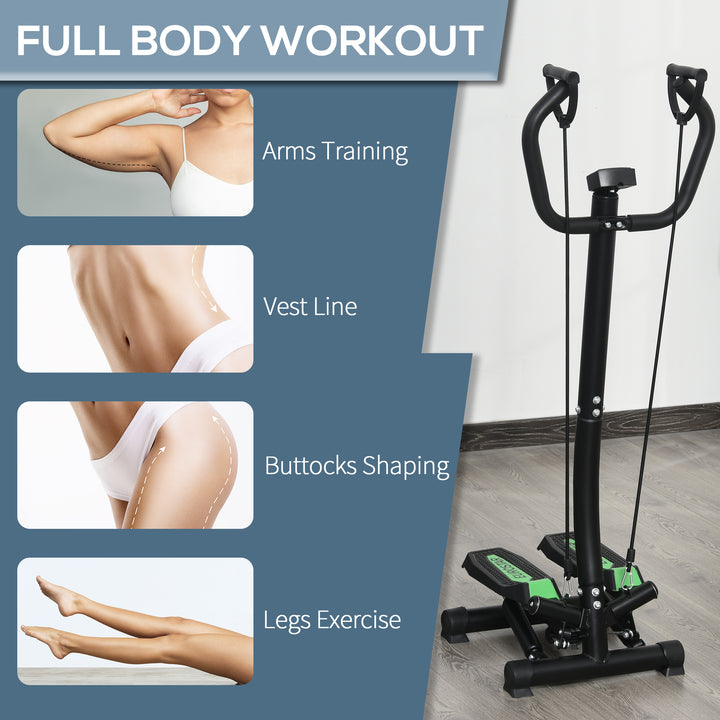 Twister Stepper, Step Machine w/ Resistance Bands, LCD Display and Handlebar, Steppers for Exercise Workout Home Gym Office