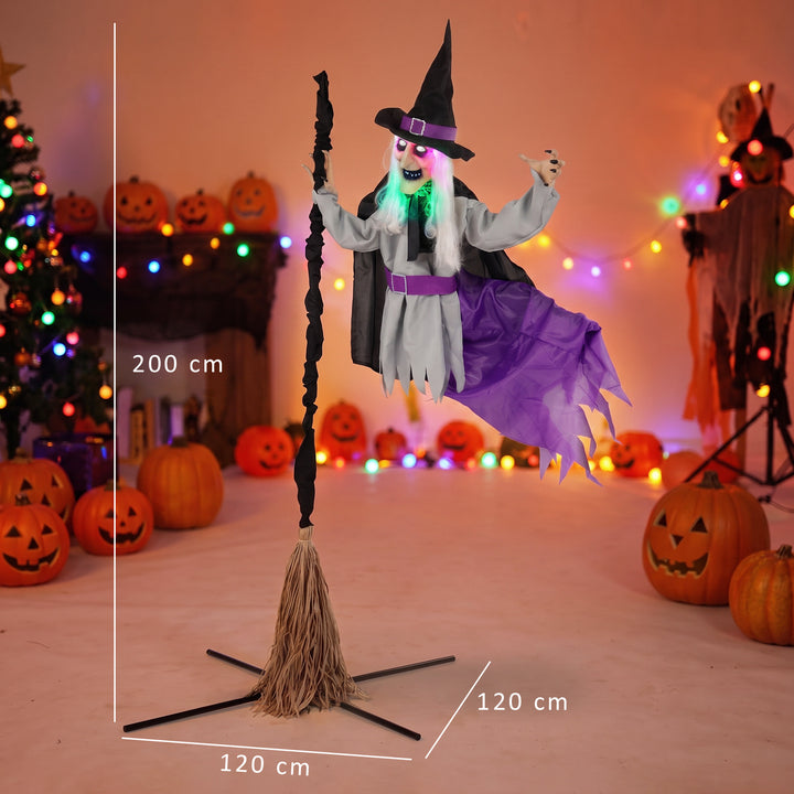 200cm Life Size Animated Flying Witch Halloween Decorations Outdoor In