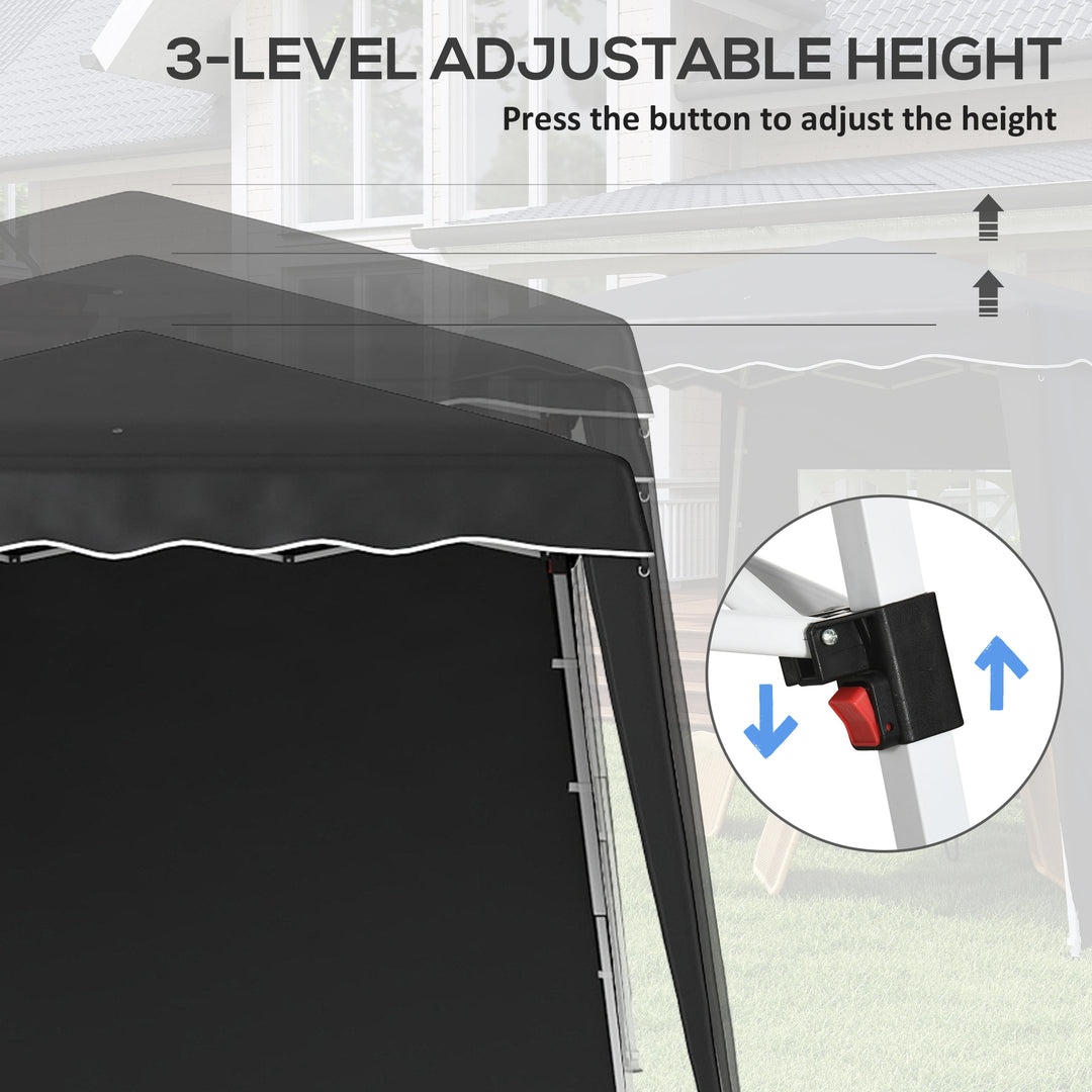 2.4 x 2.4m Two Wall Pop Up Gazebo - Black