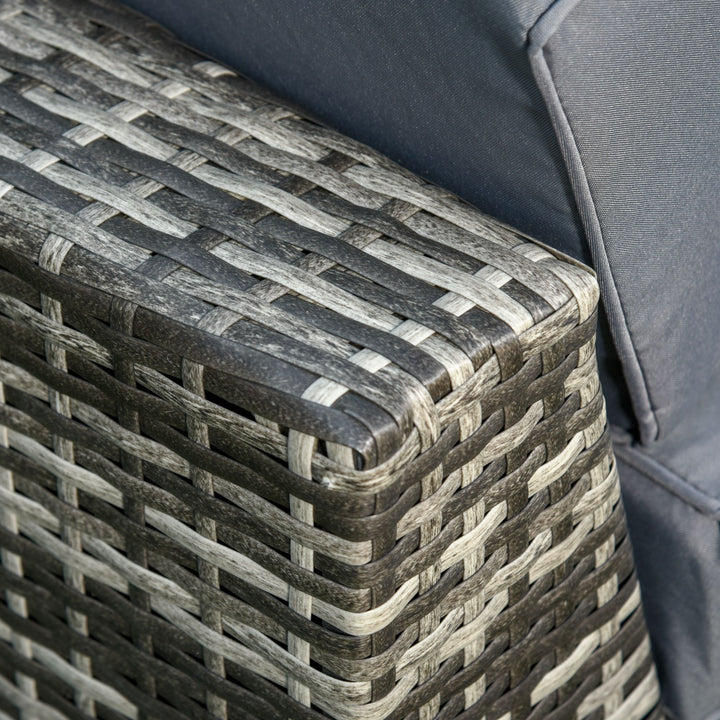 6 PC Rattan Sofa Coffee Table Set Sectional Wicker Weave Furniture for Garden Outdoor Conservatory w/ Pillow Cushion Grey