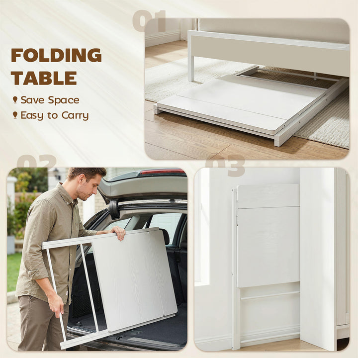 Compact Folding Desk for Small Spaces with Storage Shelf for Home Offi