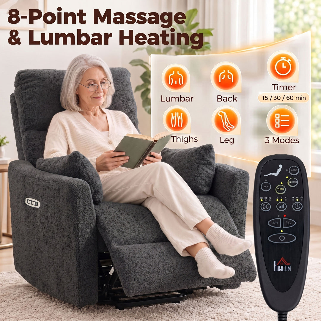 Riser Recliner Chair with Massage and Heat, Teddy Fleece Electric - view 5
