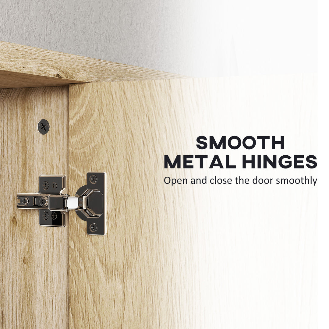 Five-Shelf Mirrored Bathroom Cabinet - Wood-Effect