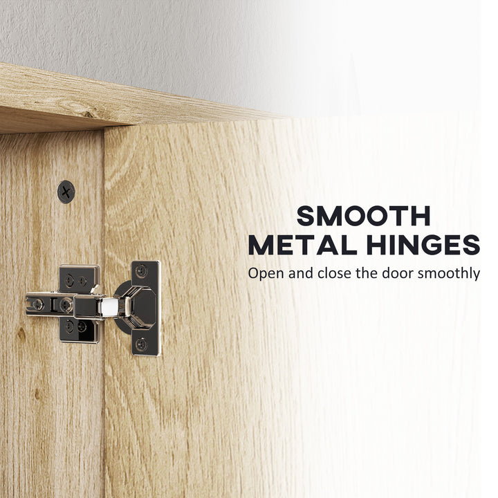 Five-Shelf Mirrored Bathroom Cabinet - Wood-Effect