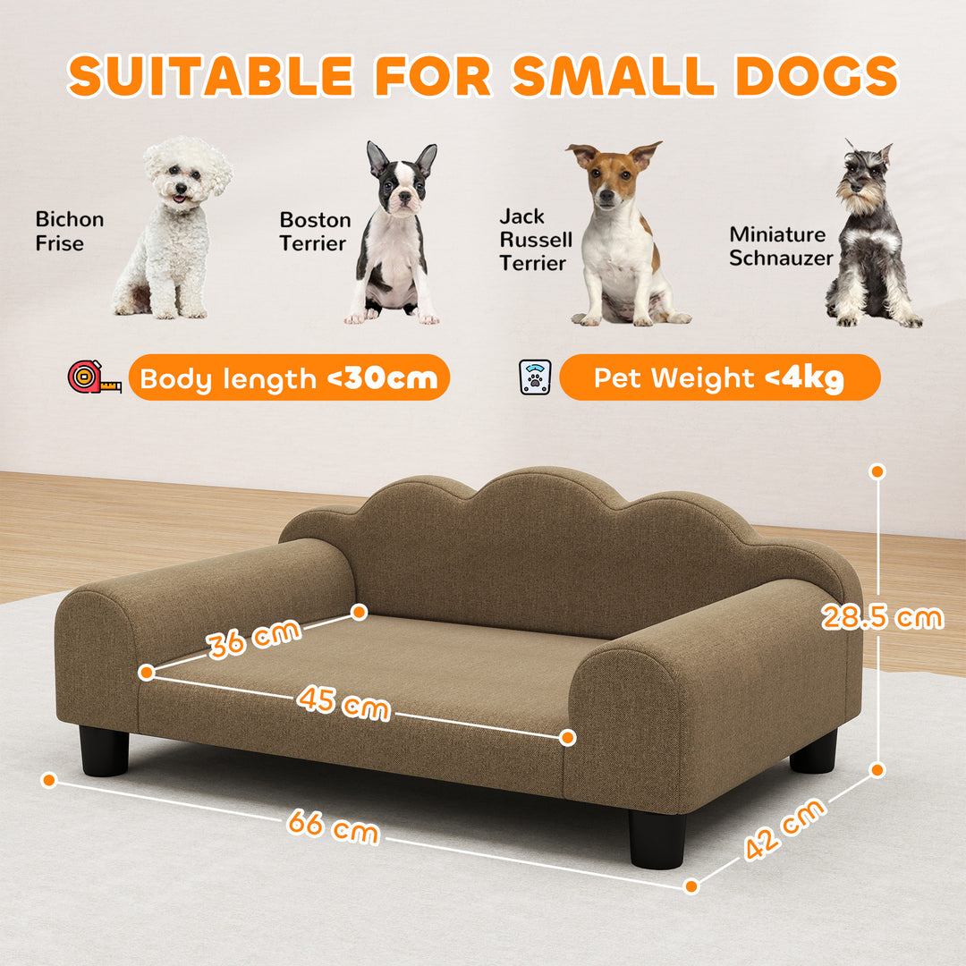 Elevated Dog Sofa Bed, Breathable Pet Sofa with Backrest and Armrest for Small Dogs, Brown