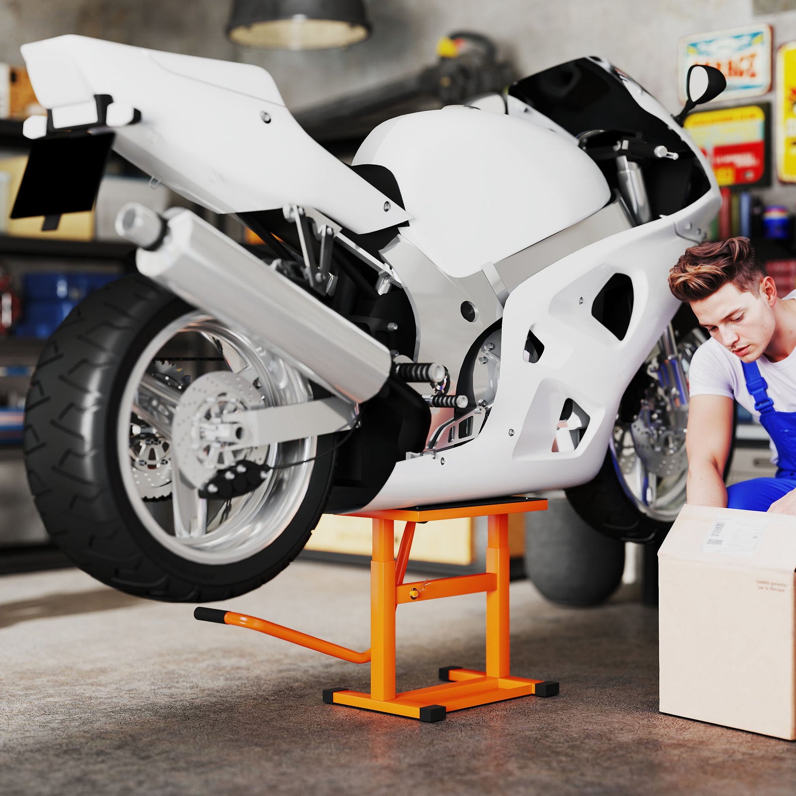 Steel Motorbike Jack Lift, 27.5 / 39.5 H cm - Orange