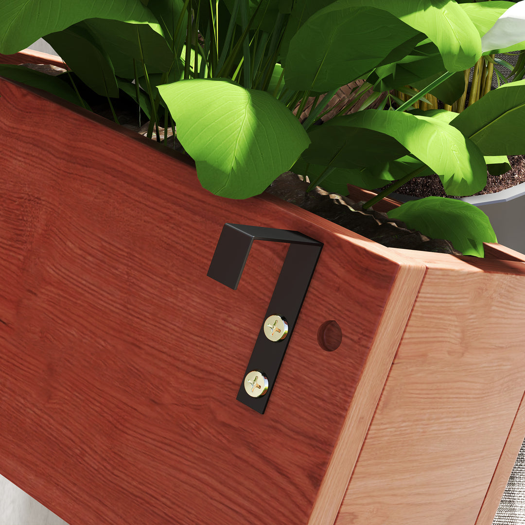 Wall-mounted Wooden Garden Planters with Trellis, Drainage Holes and 3 Planter Boxes for Patio, Brown