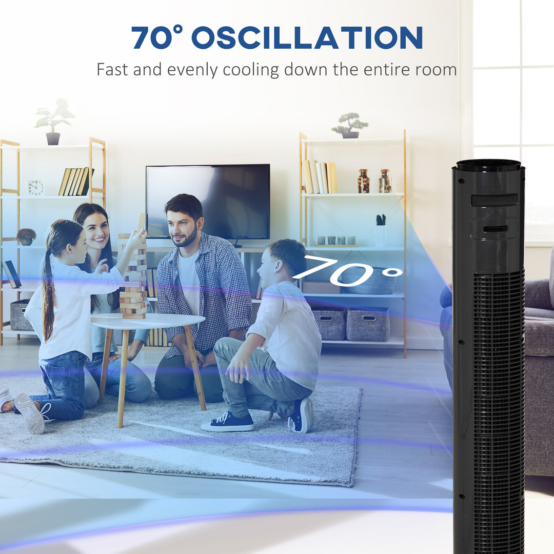 MCL 38'' Freestanding Tower Fan, 3 Speed 3 Mode, 12h Timer, 70 Degree Oscillation, LED Panel, 5M Remote Controller, Dark Grey