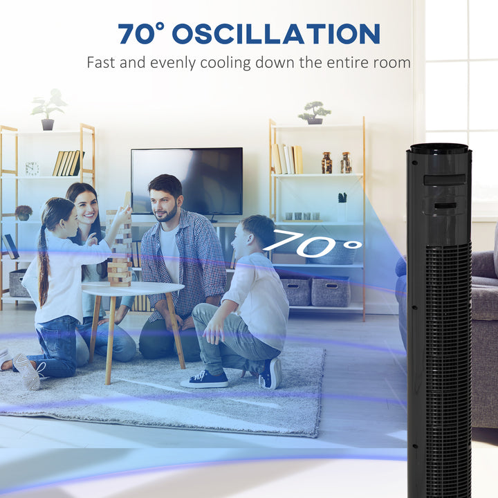 MCL 38'' Freestanding Tower Fan, 3 Speed 3 Mode, 12h Timer, 70 Degree Oscillation, LED Panel, 5M Remote Controller, Dark Grey