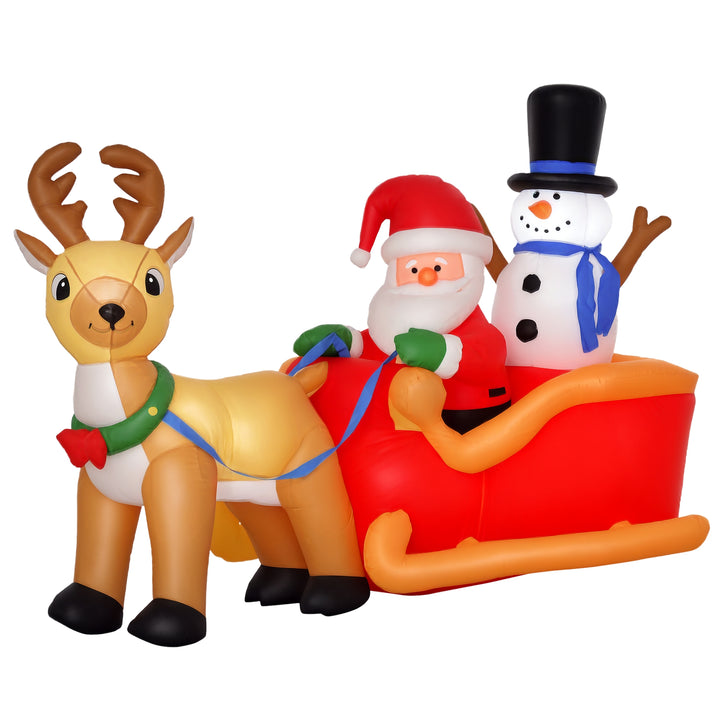 Outsunny 6ft Inflatable Santa Sleigh Decoration, with Accessories - Red, Yellow