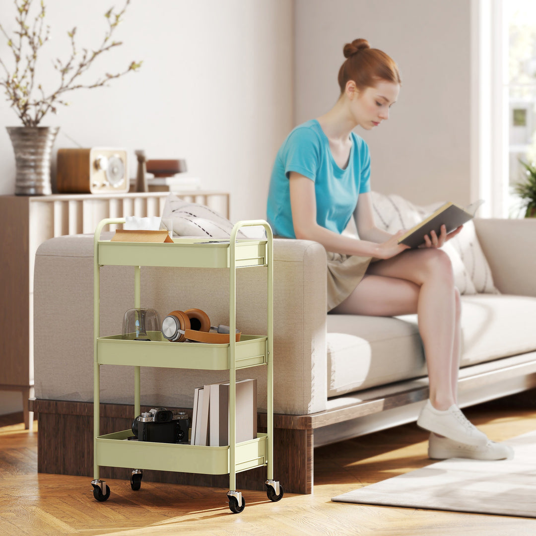 Three-Tier Steel Storage Trolley - Green