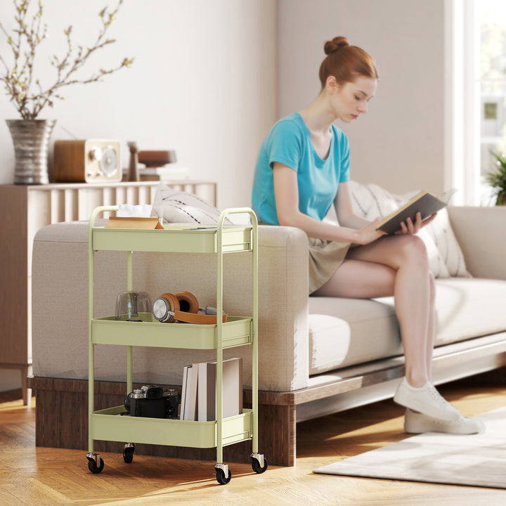 Three-Tier Steel Storage Trolley - Green