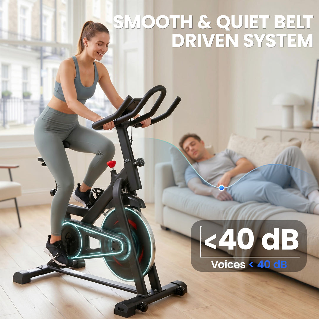 Exercise Bike, Indoor Stationary Bike with Smart APP, 0-100% Magnetic 